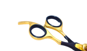 Gold & Black Professional Barber Scissor (Offset handle) Art #2
