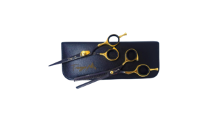 Pair of Black & Gold Professional Barber Scissors