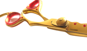 Gold and Pink Professional Barber Scissor (Offset handle)